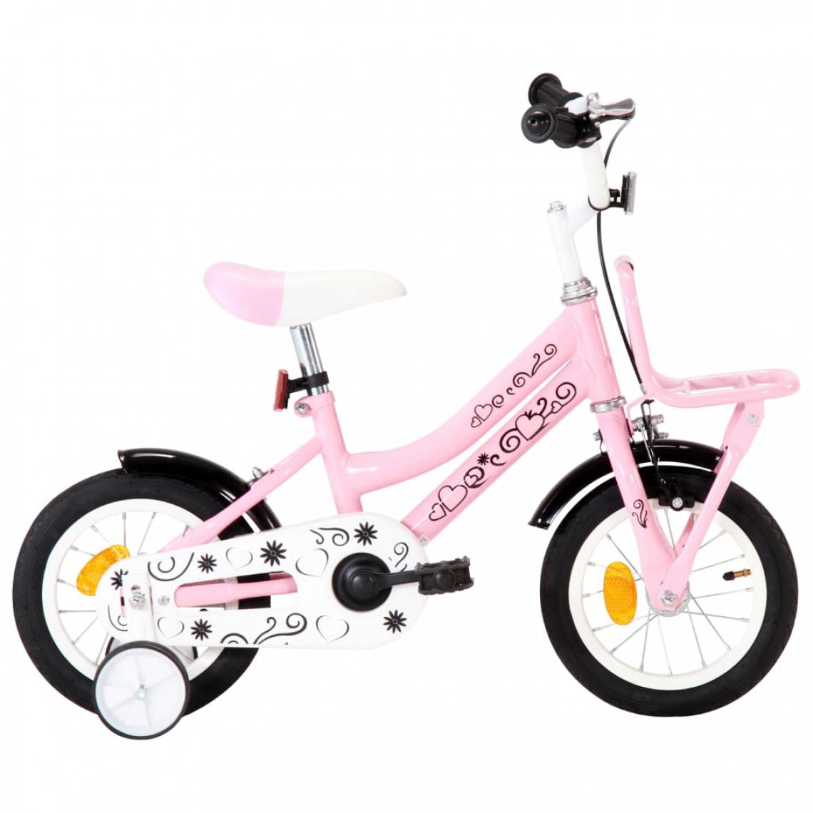 Vidaxl - vidaXL Vélo d'enfant avec porte-bagages avant 12 pouces Blanc et rose - Vélo électrique