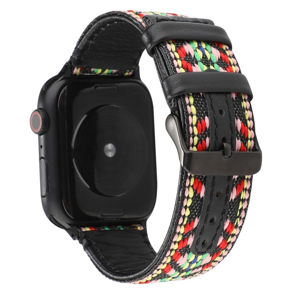 Wewoo - Pour Apple Watch Séries 5 et 4 Bracelet en cuir véritable de style ethnique 44mm / 3 & 2 & 1 42mm Coloré - Accessoires montres connectées