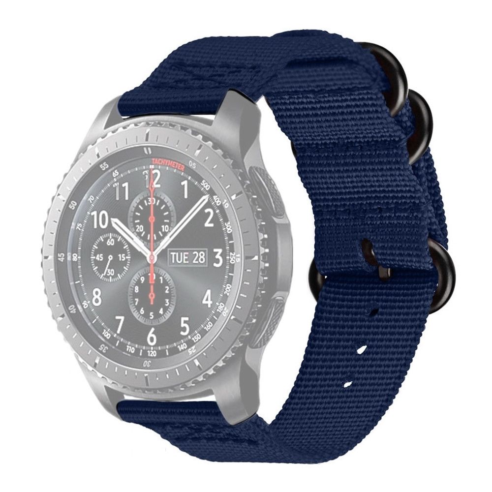 Wewoo - Bracelet pour montre connectée Samsung Galaxy Watch Active 18 mm S3 à trois anneaux en nylon Mazarine - Bracelet connecté