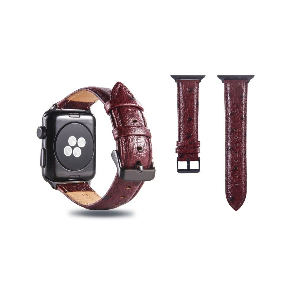 Wewoo - Bande de montre-bracelet en cuir véritable pour Apple Watch Series 3 & 2 & 1 38mm Vin Rouge - Accessoires Apple Watch