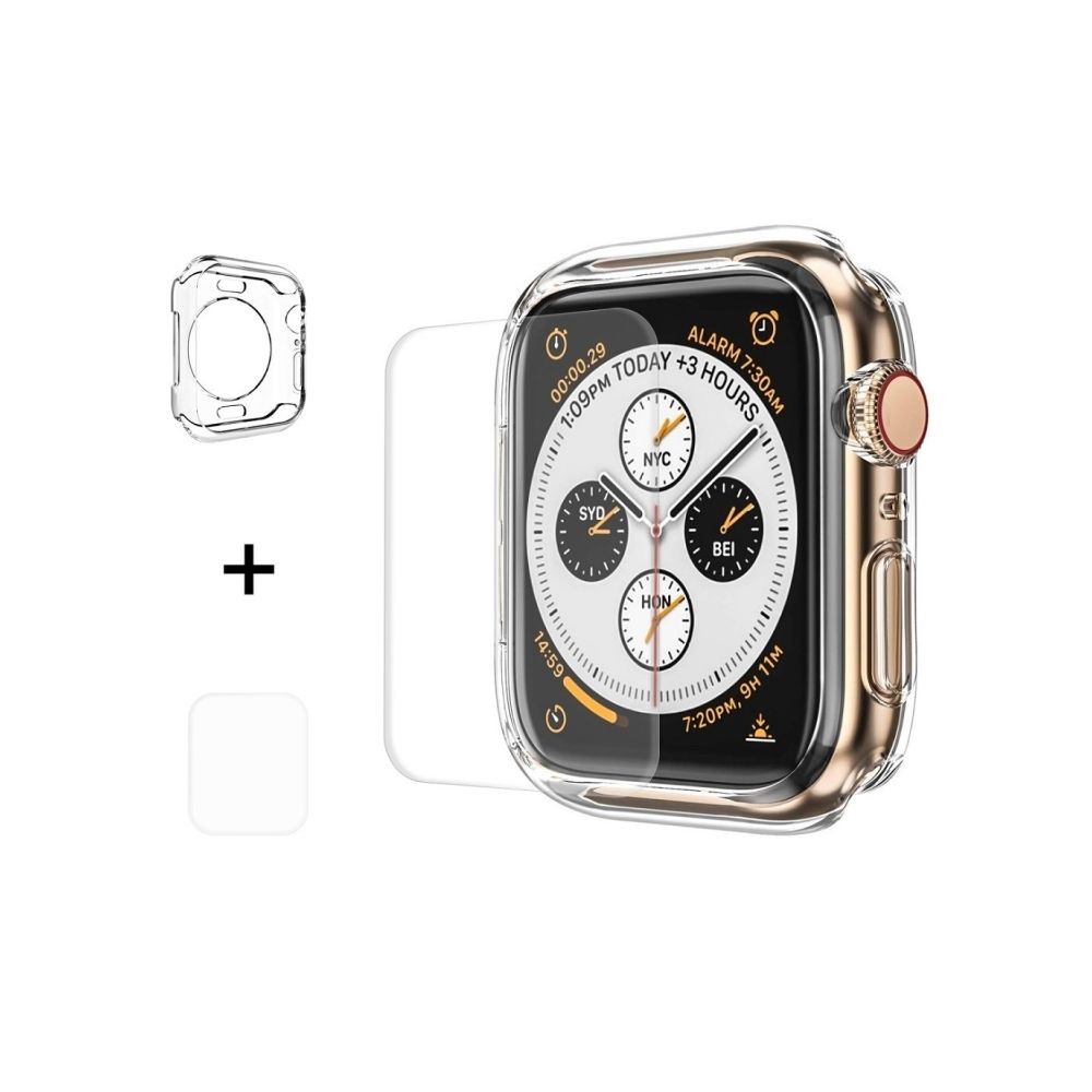 Wewoo - Boitier 2 en 1 TPU Coquille de protection semi-plaquée + Film incurvé plein écran 3D courbé contre la chaleur HD pour Apple Watch série 4 44 mm - Accessoires Apple Watch