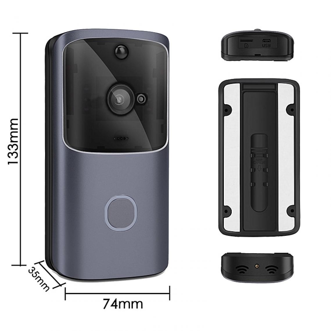 Universal - M10 sonnette wifi talkie-walkie intelligent IP contrôle d'accès téléphone porte haut-parleur caméra IR alarme sans fil caméra de sécurité | sonnette (gris) - Sonnette et visiophone connecté