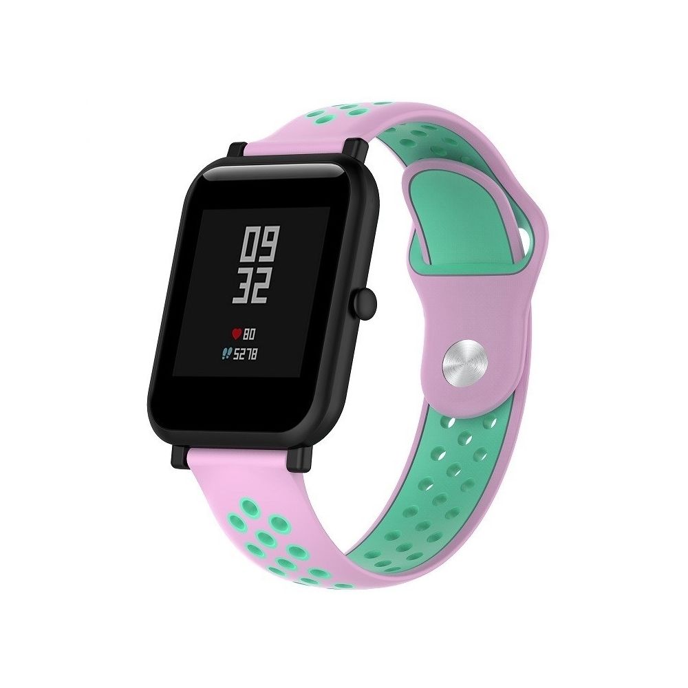 Wewoo - Bracelet pour montre connectée Dragonne sport en silicone bicolore Huawei série 1 18 mm vert menthe + rose pâle - Bracelet connecté
