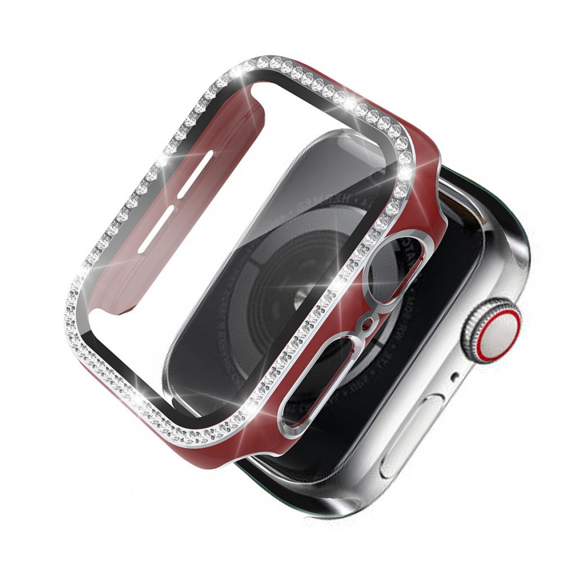 Other - Coque en TPU Cadre en cristal de galvanoplastie rouge/argent pour votre Apple Watch 4/5/6/SE 40mm - Accessoires bracelet connecté