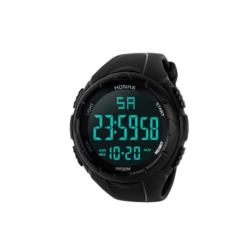 Wewoo - Montre sport Sports Watch Men Analog Digital Militaire Silicone Army LED Horloges Montre-bracelet Hommes (Noir) - Montre connectée