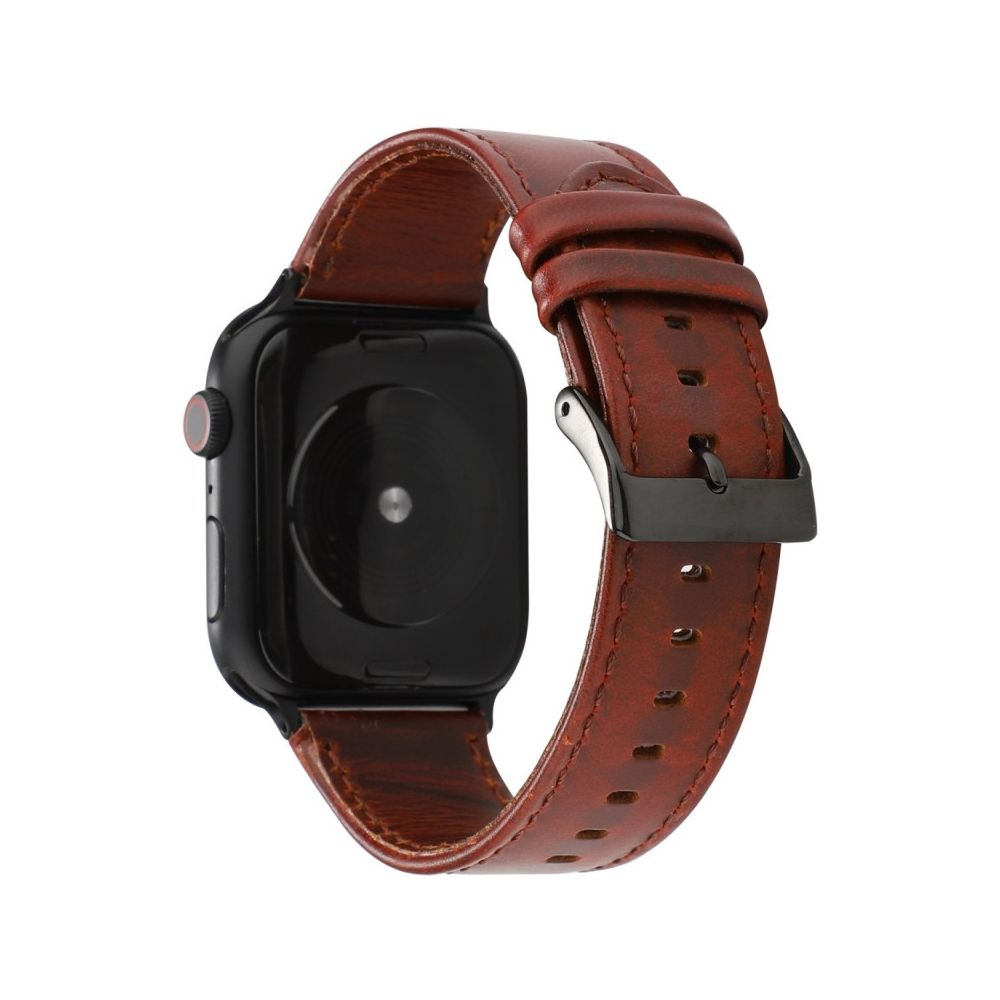 Wewoo - Pour Apple Watch Series 5 et 4 44 mm / 3 et 2 et 1 42 mm Cire à l'huile Crazy Horse Texture Bracelet en cuir véritable rouge-brun - Accessoires Apple Watch