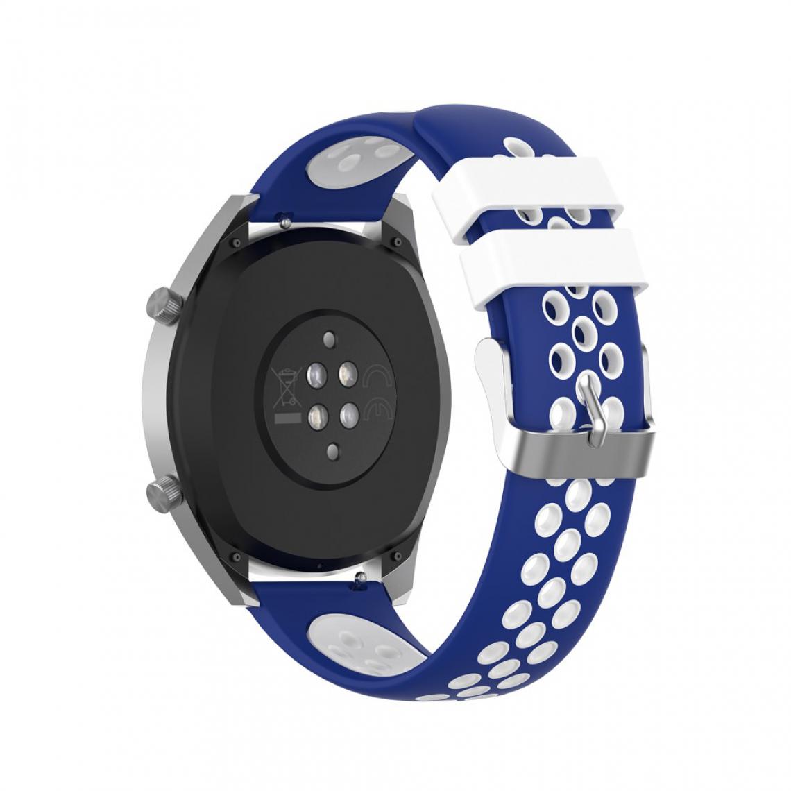 Other - Bracelet en silicone Bicolore 22mm souple bleu/blanc pour votre HUAWEI Watch GT2 46mm - Accessoires bracelet connecté