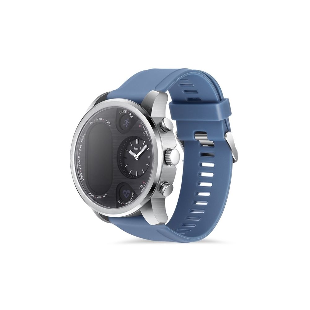 Wewoo - Montre connectée T3 Double affichage Smartwatch pour les hommes IP68 Bracelet de remise en forme étanche 15 jours veille Business Tracker d'activité Bleu - Montre connectée
