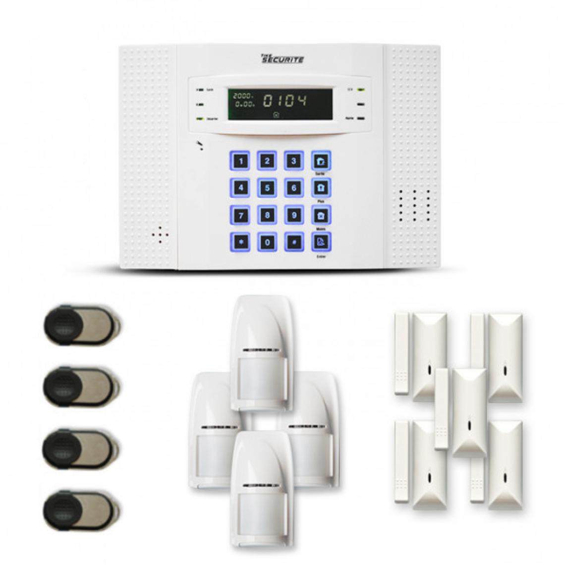 Tike Securite - Alarme maison sans fil DNB18 Compatible Box internet - Alarme connectée