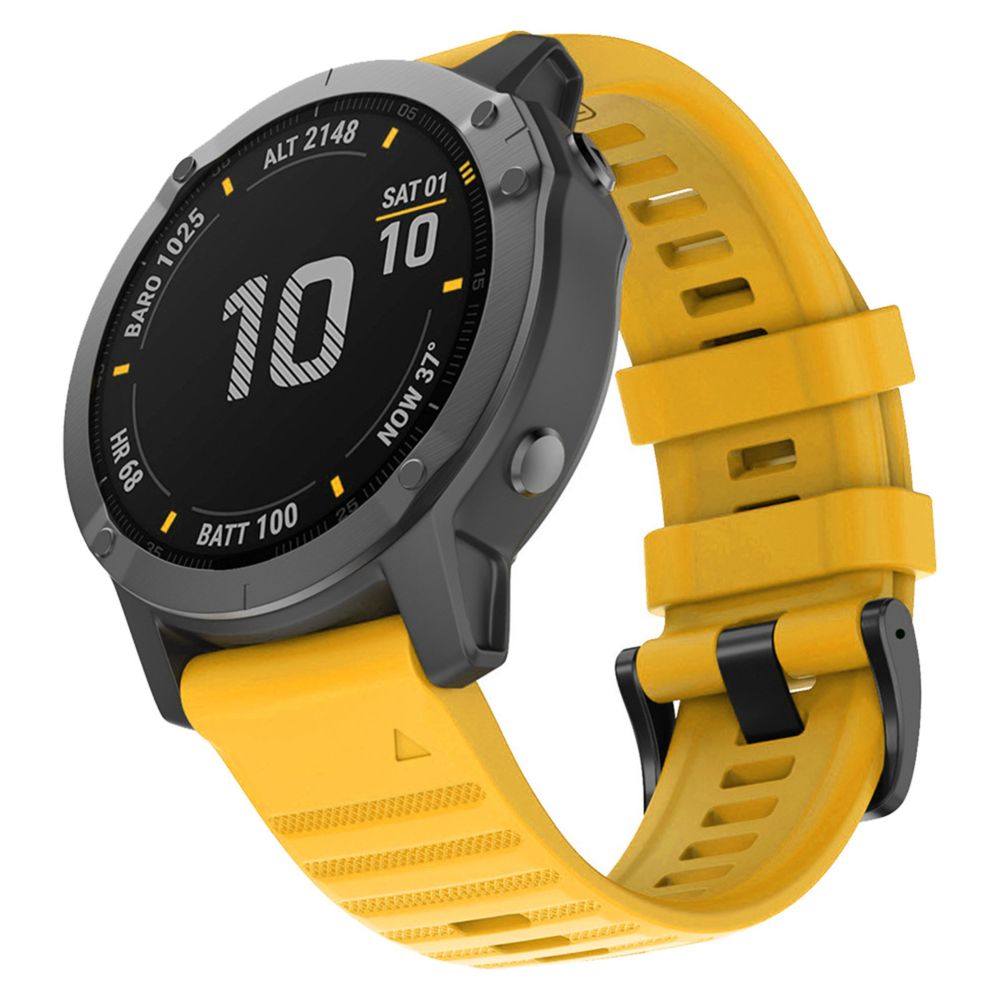 Generic - Bracelet de montre en silicone pour Garmin Fenix6X / Fenix5X / FeniX3 HR / D2 / Descent MK1 Jaune - Accessoires bracelet connecté