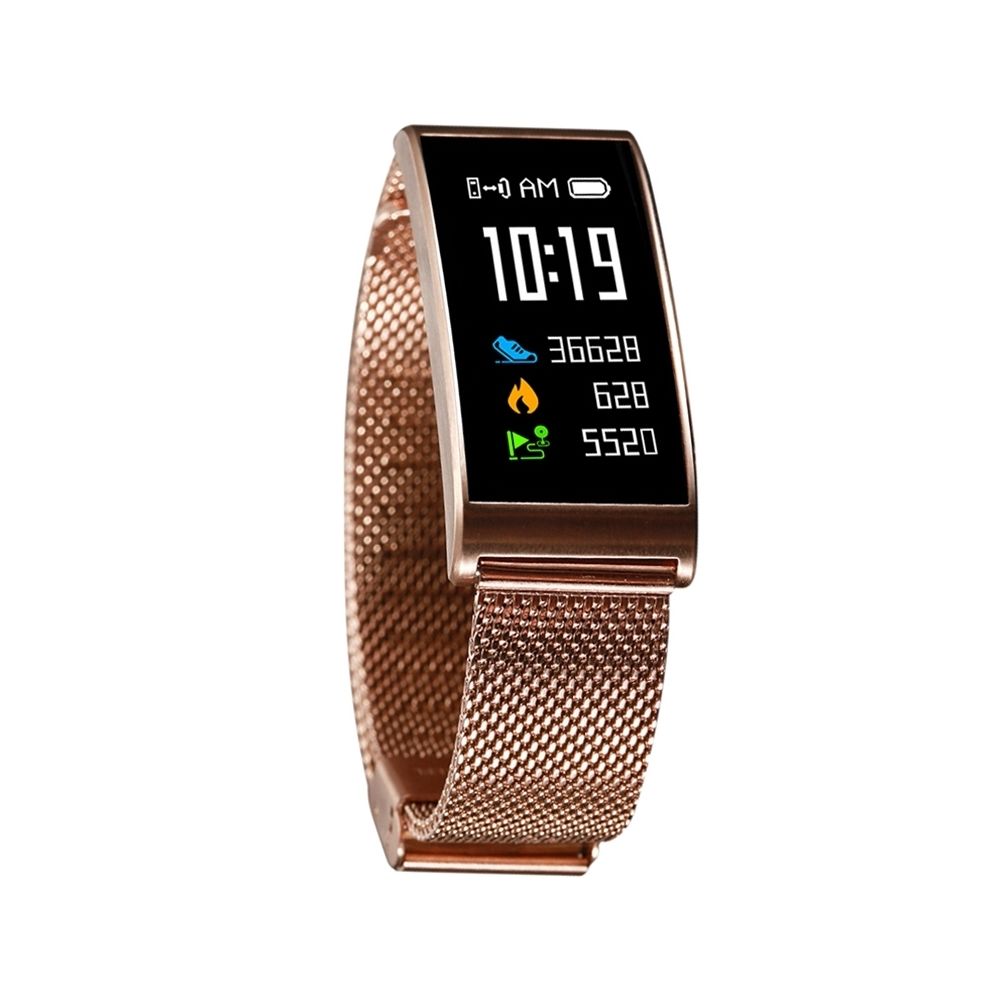 Wewoo - Montre connectée or 0,96 pouces écran d'affichage bracelet en acier Bluetooth Smart Watch, IP68 imperméable à l'eau, podomètre de / Moniteur de fréquence cardiaque / de sommeil / de pression artérielle, Compatible avec Android et iOS Téléphones - Montre connectée