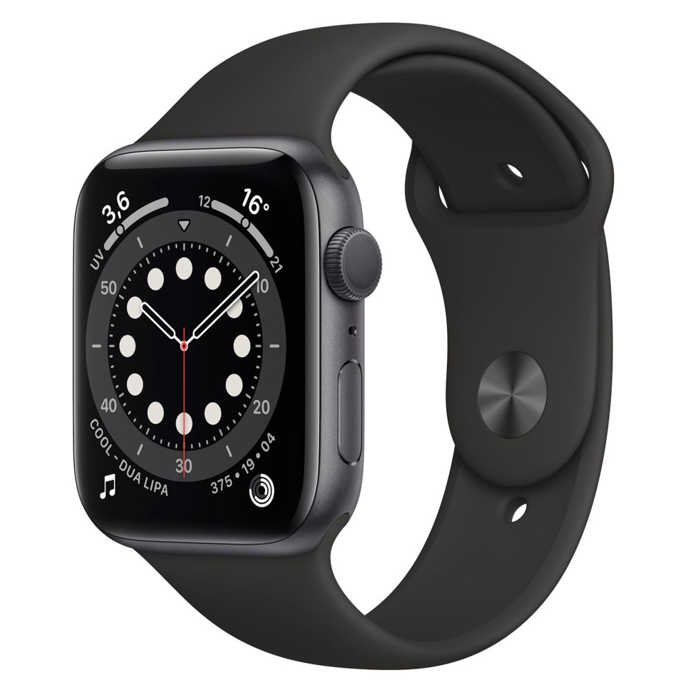 Apple - Watch Series 6 - GPS - 44 - Alu Gris Sidéral / Bracelet Sport Noir- Regular - Apple Watch