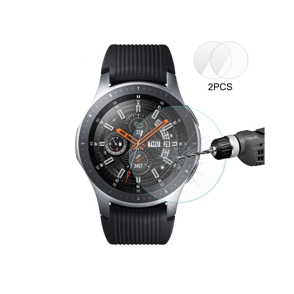 Wewoo - 2 PCS 0.2mm 9H 2.15D Film de verre trempé à bordure incurvée pour Galaxy Watch 46mm - Accessoires montres connectées