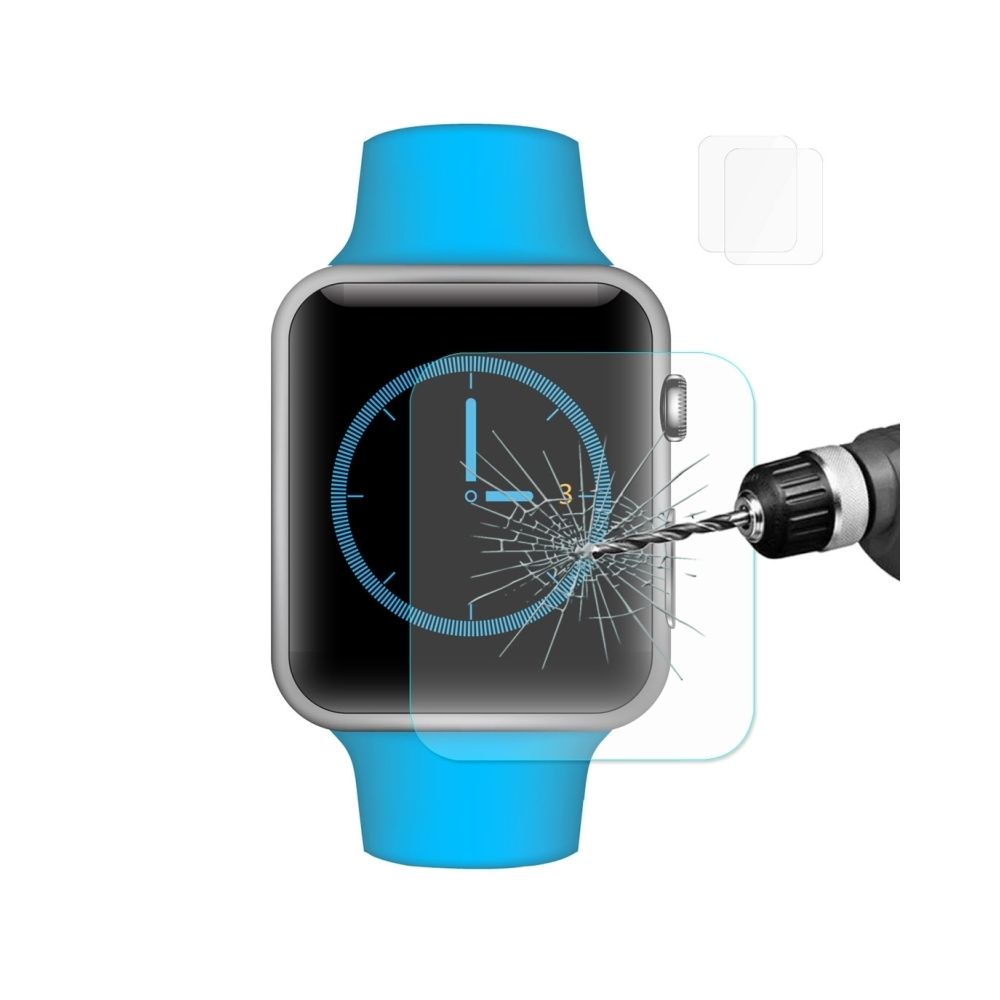 Wewoo - Film protecteur écran pour Apple Watch 42 mm 0.2mm 9 H dureté de surface 2.15 D antidéflagrant en verre trempé 2 PCS - Accessoires Apple Watch