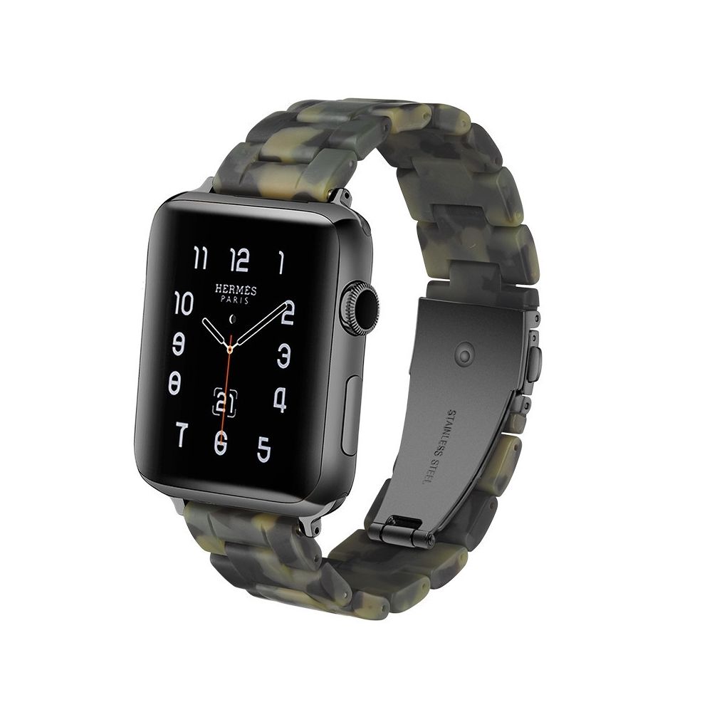 Wewoo - Bracelet de montre en résine Simple Fashion pour Apple Watch séries 5 et 4 40 mm et séries 3 et 2 et 1 38 mm Vert armée bête - Accessoires Apple Watch