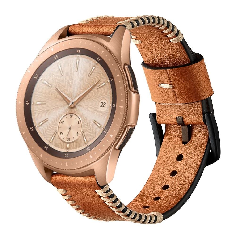 marque generique - Bracelet en cuir véritable style de côtes de porc or rose/marron pour votre Samsung Galaxy Watch 42mm - Accessoires bracelet connecté