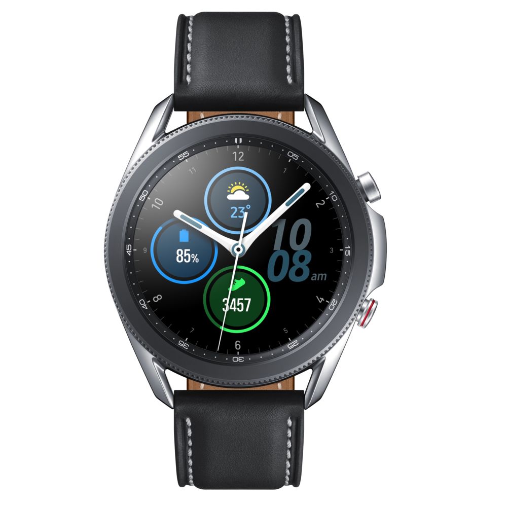 Samsung - Galaxy Watch 3 - 45 mm - 4G - SM-R845FZSAEUB - Argent - Bracelet Noir - Montre connectée