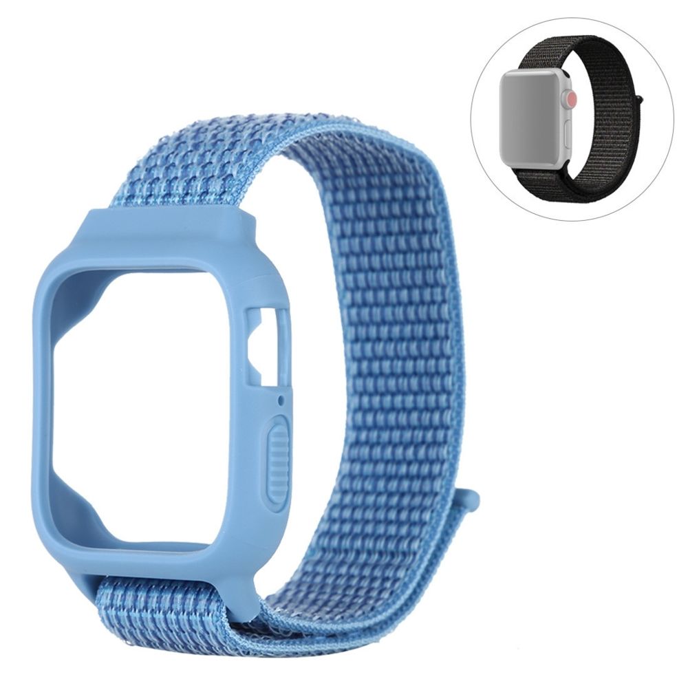 Wewoo - Pour Apple Watch Series 5 et 4 44 mm / 3 et 2 et 1 bracelet en nylon de 42 mm avec crochet et attache à boucle bleu - Accessoires Apple Watch