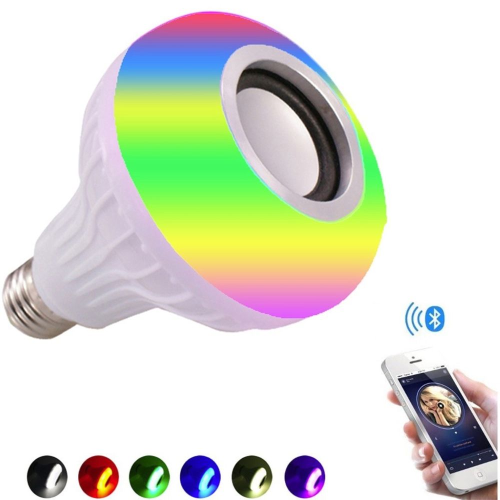 Generic - 12W LED sans fil Blueteeth musique ampoule RGB E26 lampe Bulit-in Audios haut-parleur - blanc - Accessoires de motorisation