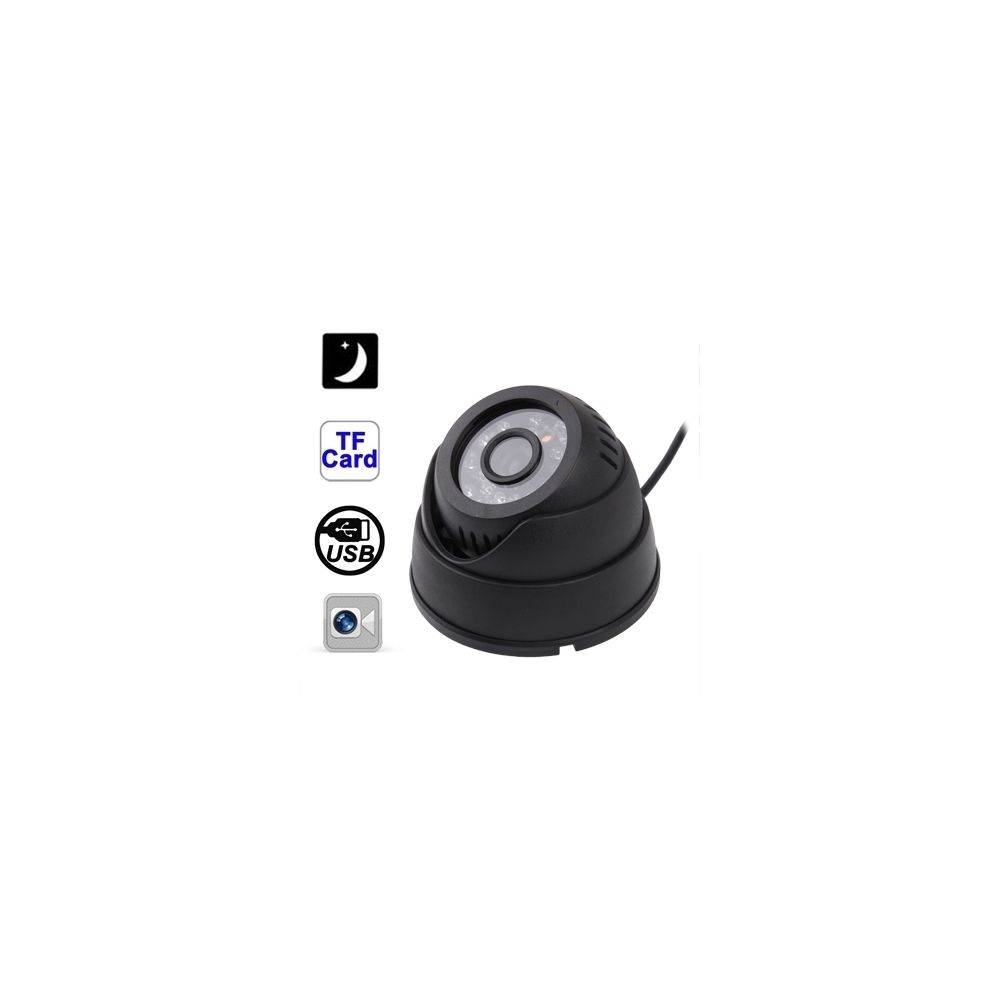 Wewoo - Appareil photo de dôme de DVR noir de sécurité de vision nocturne de mouvement d'USB avec la fente de carte de TF, enregistrement de boucle de / simultané / ajustement d'horloge - Caméra de surveillance connectée