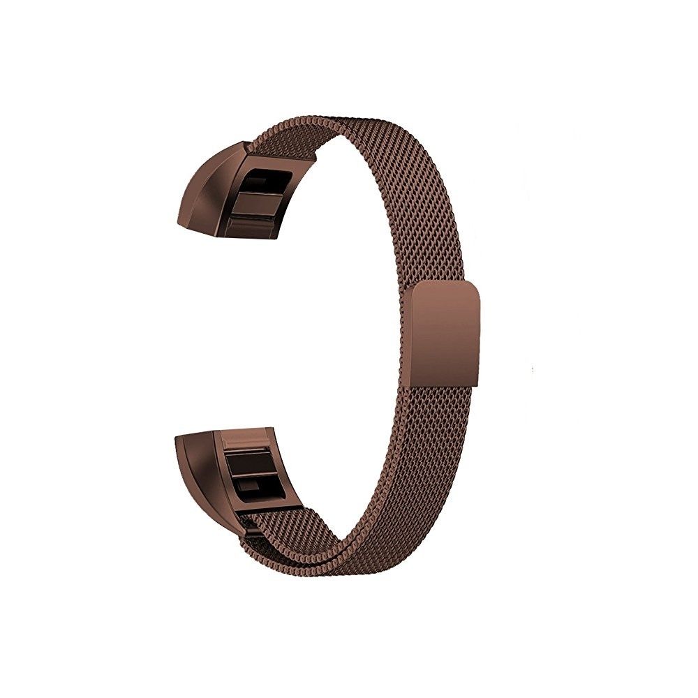 Wewoo - Bracelet pour montre connectée Dragonne magnétique en acier inoxydable FITBIT Altataille grande170 à 236 mm café - Bracelet connecté