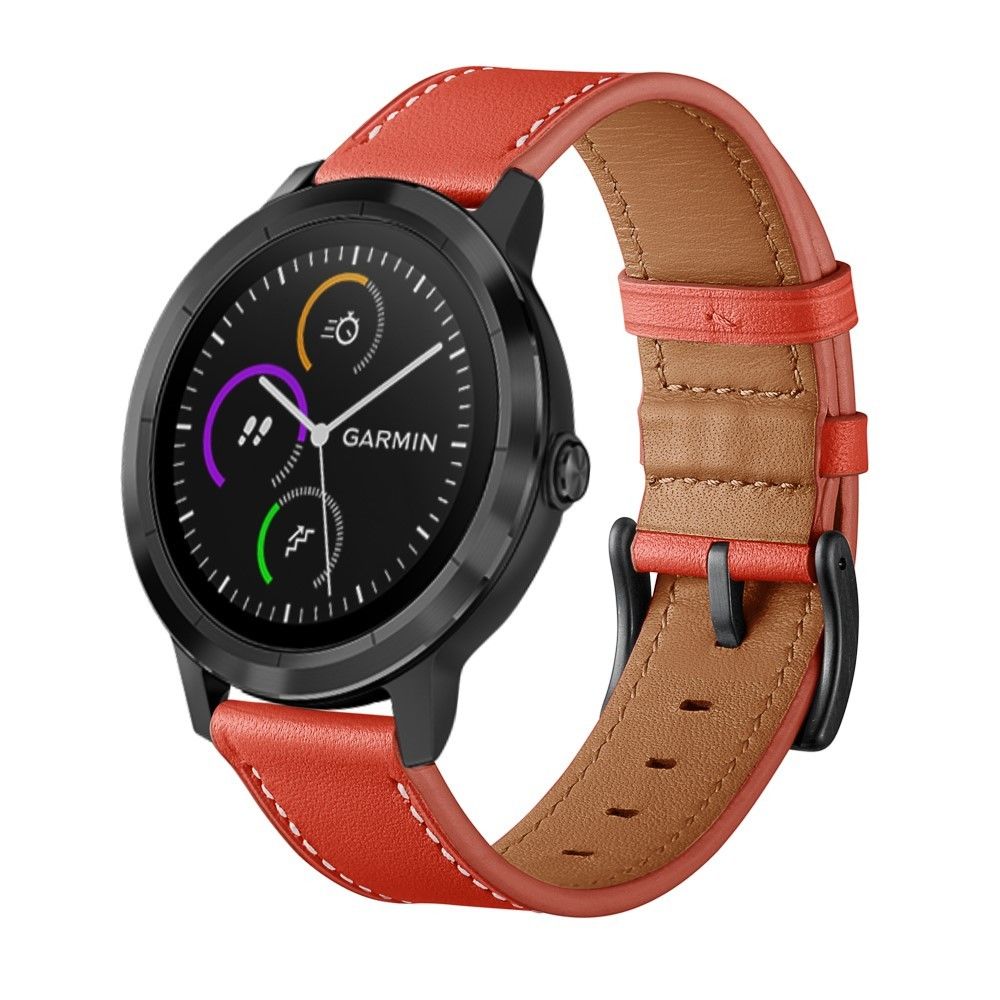 marque generique - Bracelet en cuir véritable couche supérieure rouge pour votre Garmin Vivoactive 3/Vivomove HR - Accessoires bracelet connecté