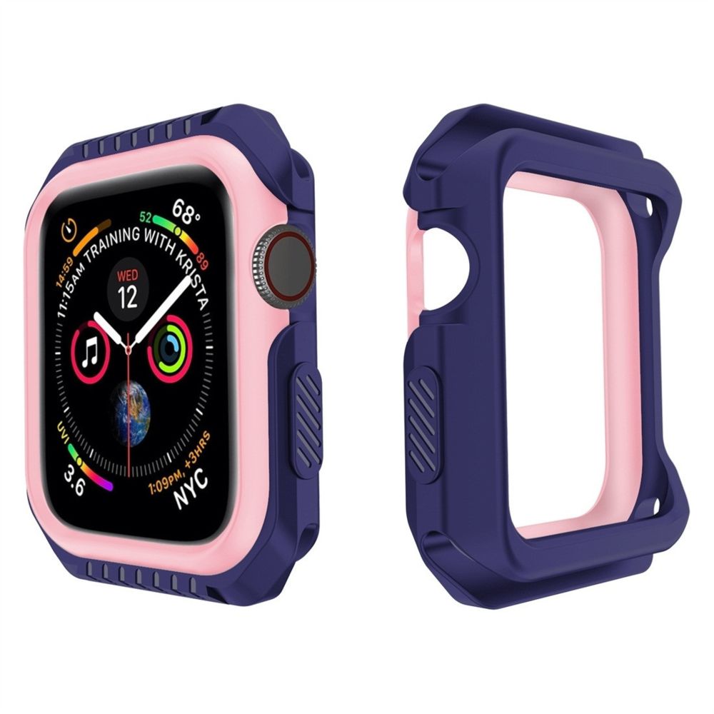 Wewoo - Étui de protection bicolore antichoc Smart Watch pour Apple série 3 42 mm rose bleu - Accessoires montres connectées