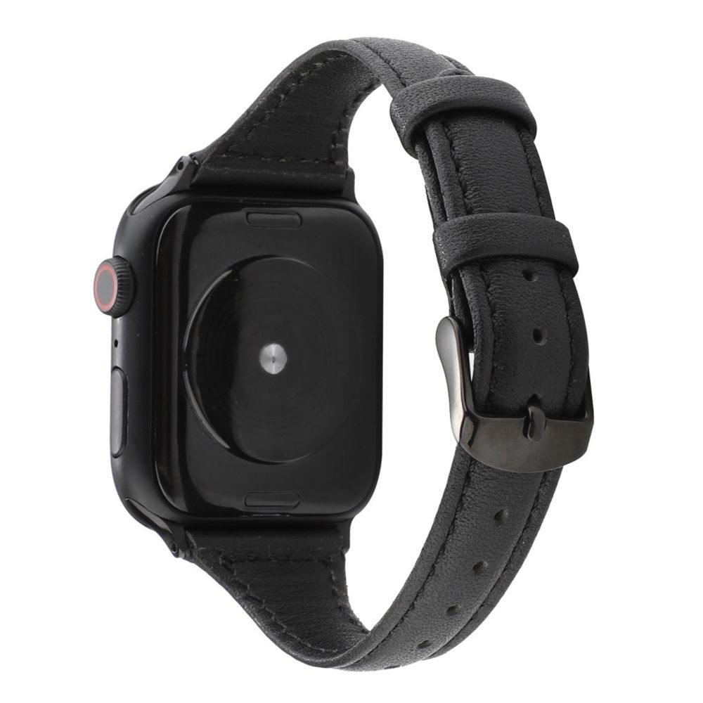 Wewoo - Pour Apple Watch séries 5 et 4 40 mm / 3 et 2 et 1 38 mm Crazy Horse Texture Bracelet en cuir véritable Noir - Accessoires montres connectées