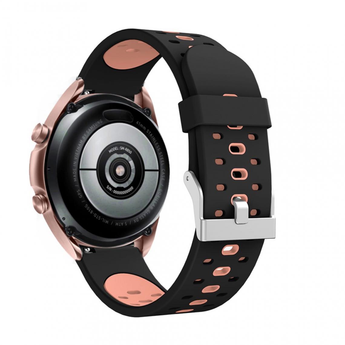 Other - Bracelet en silicone 20 mm bicolore noir/rose pour votre Samsung Galaxy Watch3 41mm - Accessoires bracelet connecté