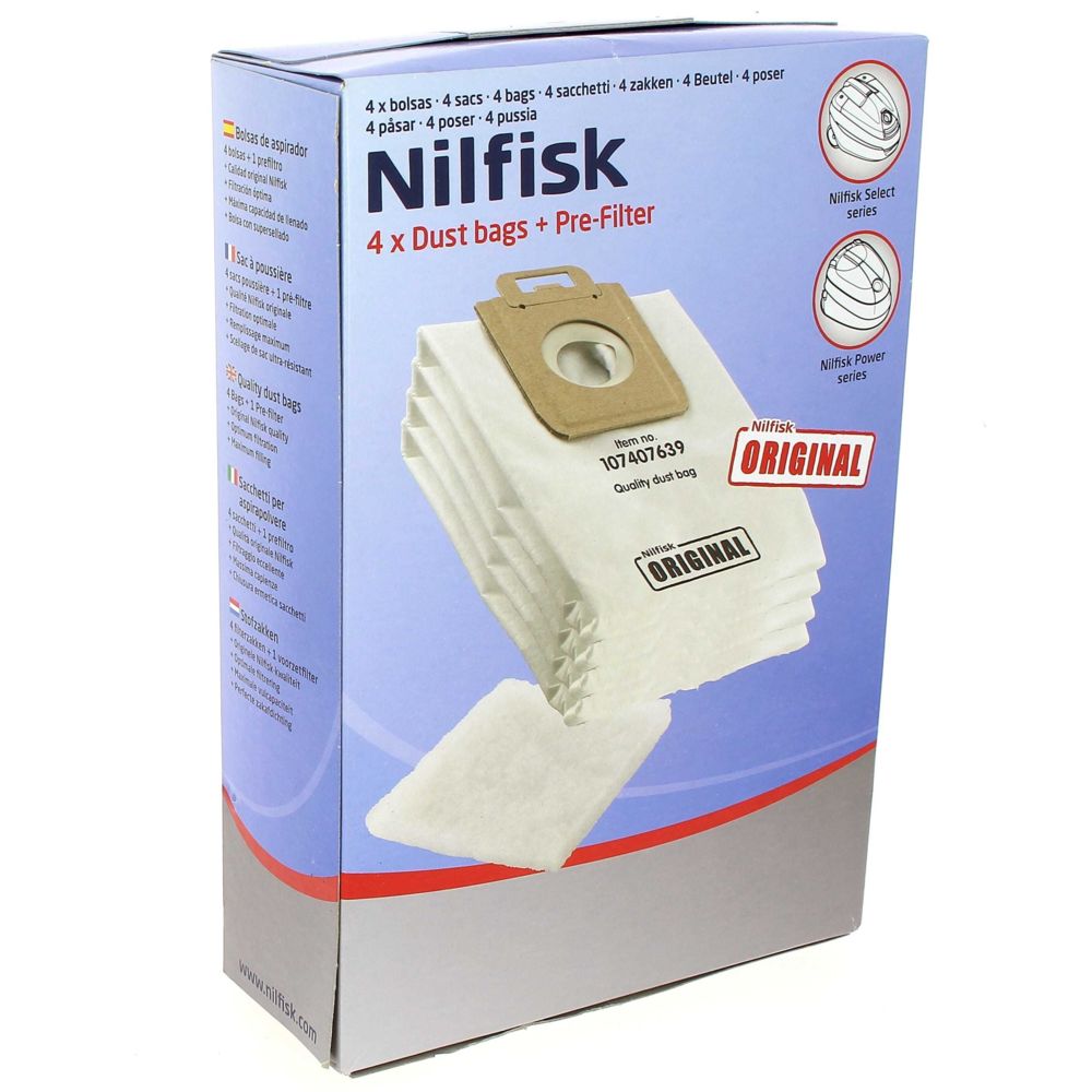 Nilfisk - Sacs aspirateur par 4 origine + filtre pour Aspirateur Nilfisk - Accessoire entretien des sols