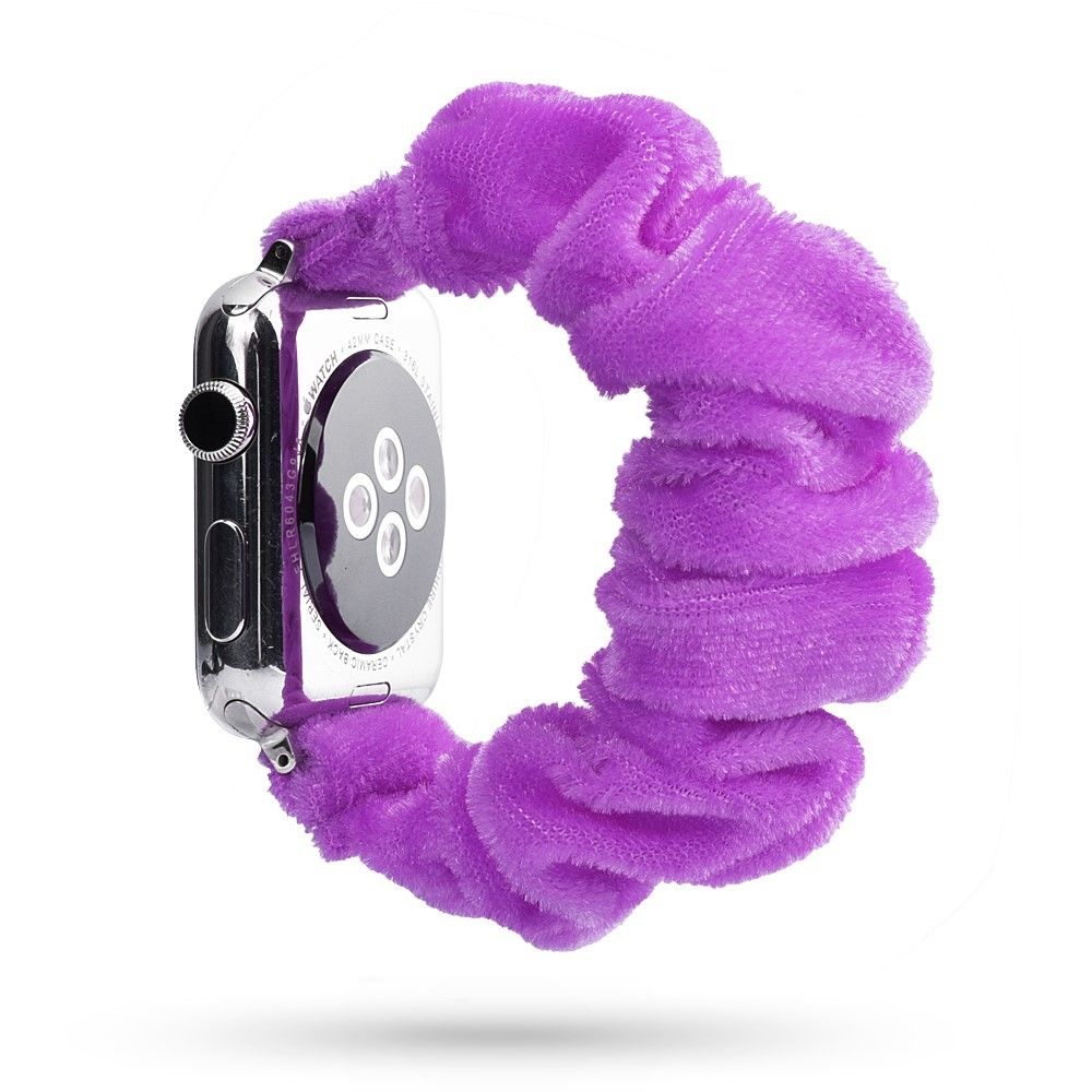 Generic - Bracelet en PU sangle de banque de tissu d'impression violet clair pour votre Apple Watch Series 5/4 44mm/Series 3/2/1 42mm - Accessoires bracelet connecté