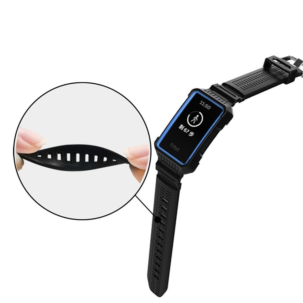 marque generique - Bracelet en silicone style d'armure bleu pour votre Fitbit Charge 3 - Accessoires bracelet connecté