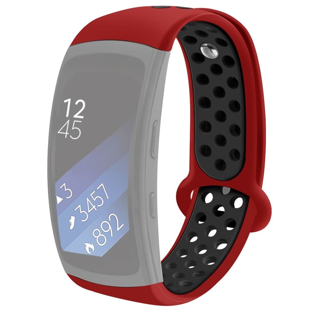 Wewoo - Bracelet pour montre connectée Gear Fit2 / Fit2 Pro Smart Watch Multiaperture en silicone bicolore de poignet Rouge Noir - Bracelet connecté