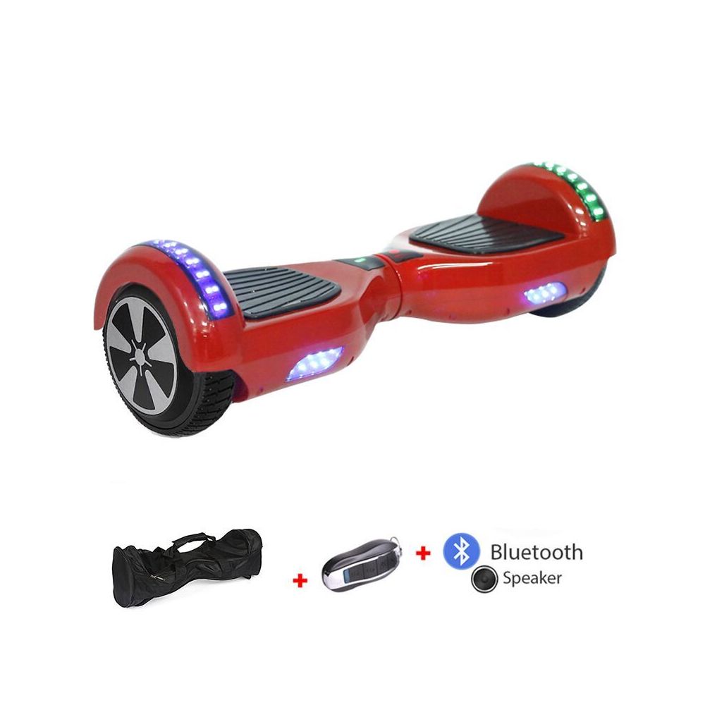 Mac Wheel - 6,5 pouces rouge Hoverboard Gyropod Overboard Smart Scooter + Bluetooth + Sac + clé à distance - Gyropode