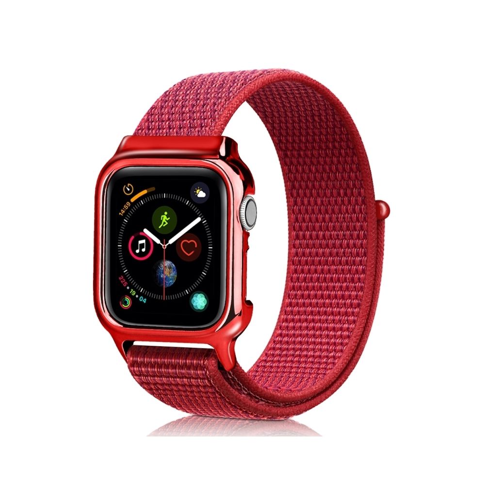 Wewoo - Montre simple en nylon Mode Bracelet avec cadre pour Apple la série 4 40mm Rouge - Accessoires montres connectées