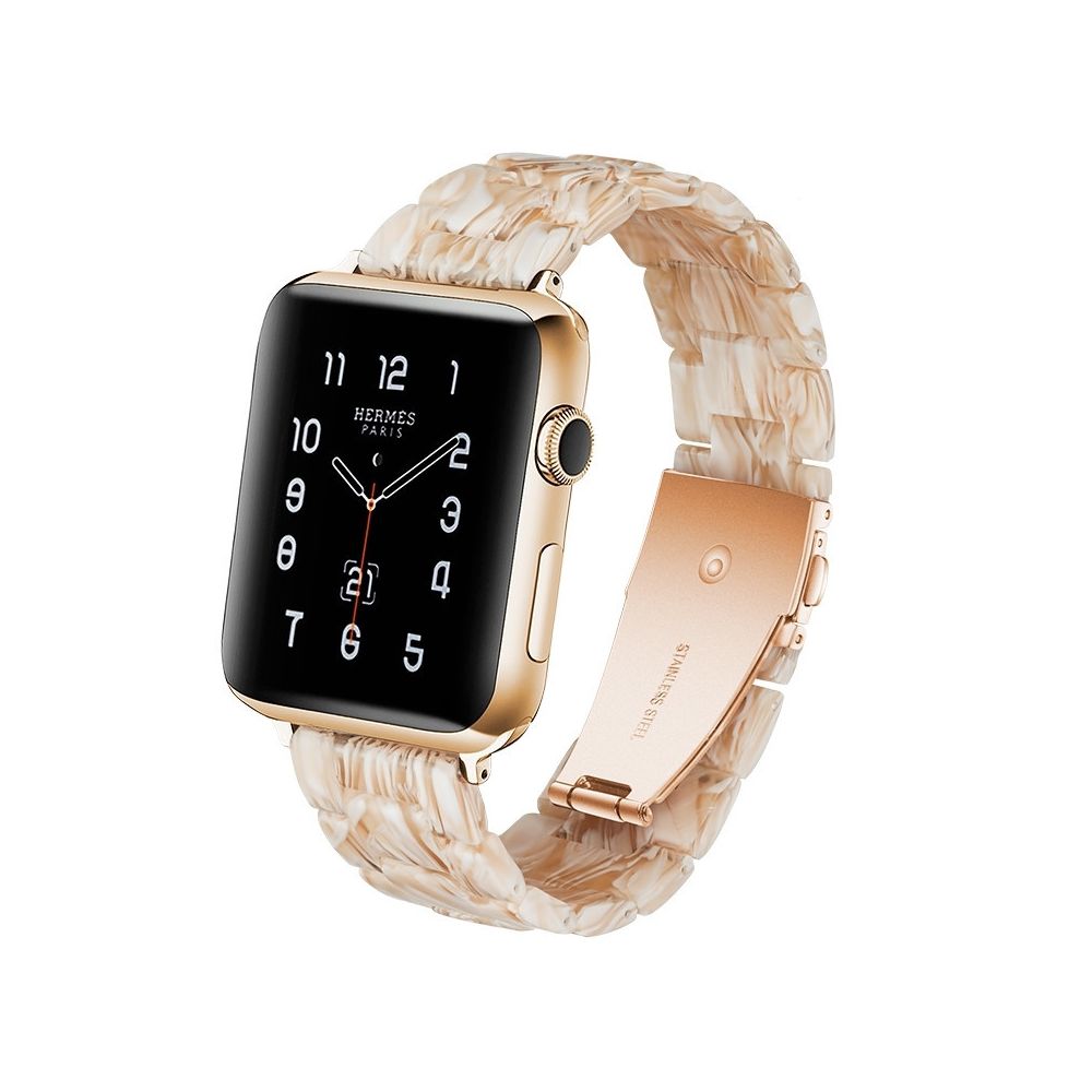 Wewoo - Bracelet de montre en résine Simple Fashion pour Apple Watch séries 5 et 4 40 mm et séries 3 et 2 et 1 38 mm blanc soie - Accessoires Apple Watch