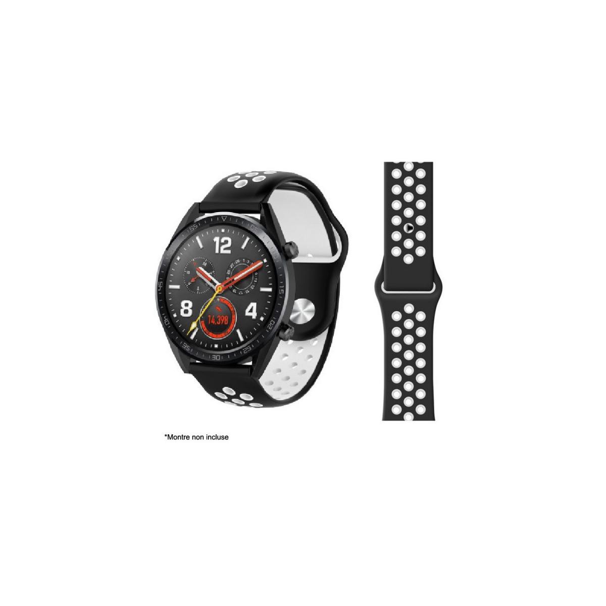 Ibroz - Ibroz Bracelet Samsung/Huawei Sport 22mm noir et blanc - Accessoires montres connectées