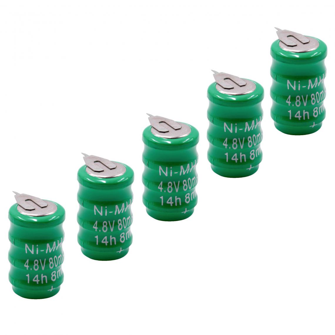 Vhbw - vhbw 5x NiMH pile bouton de remplacement pour type V80H 2 épingles 80mAh 4,8V convient pour les batteries de modélisme etc. - Autre appareil de mesure