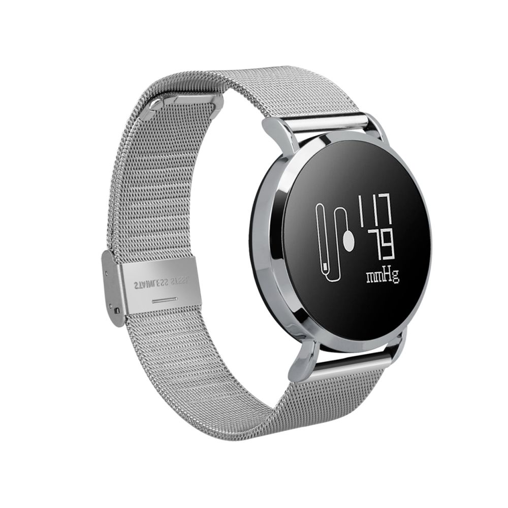 Wewoo - Bracelet connecté argent 0.95 pouces écran OLED en acier Bluetooth Smart Bracelet, IP67 imperméable, podomètre de / Moniteur de pression artérielle / de fréquence cardiaque / Rappel sédentaire, Compatible avec Android et iOS Téléphones - Montre connectée
