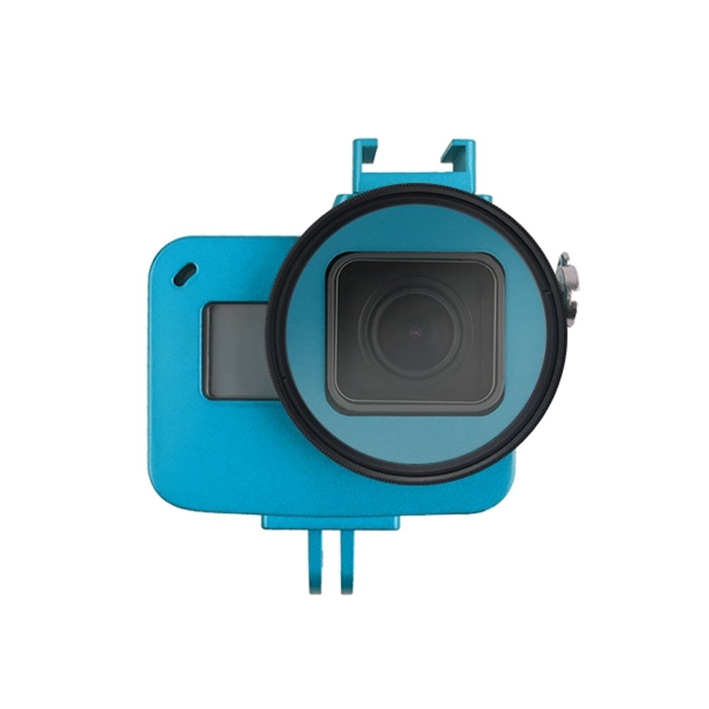 Wewoo - Cage protectrice en alliage d'aluminium avec cadre d'assurance et lentille UV de 52 mm pour GoPro HERO7 noir / 6/5 (bleu) - Caméras Sportives