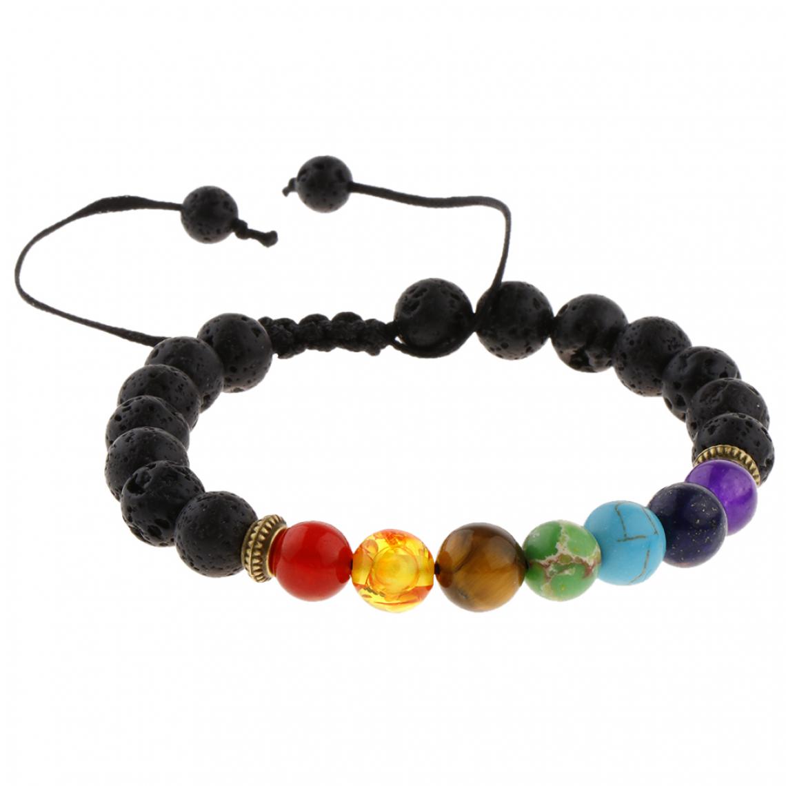 marque generique - Bracelet de perles de pierre Bracelet de yoga élastique extensible noir mat - Bracelet connecté