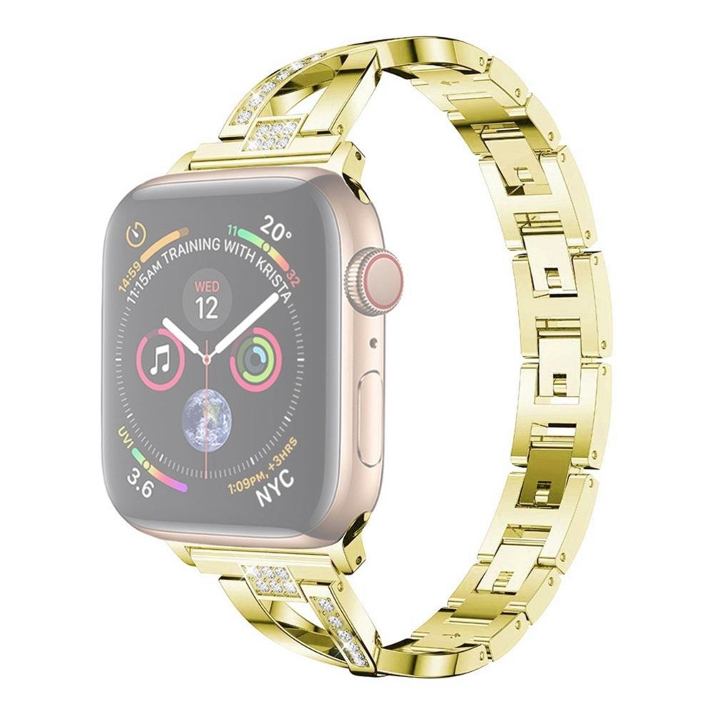 Wewoo - Bracelet en acier inoxydable serti de diamants pour Apple Watch séries 5 et 4 44 mm / 3 et 2 et 1 42 mm or - Accessoires montres connectées
