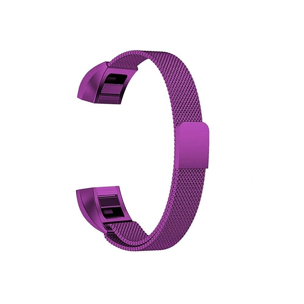 Wewoo - Bracelet pour montre connectée Dragonne magnétique en acier inoxydable FITBIT AltaTaille Grand170-236mm Violet - Bracelet connecté