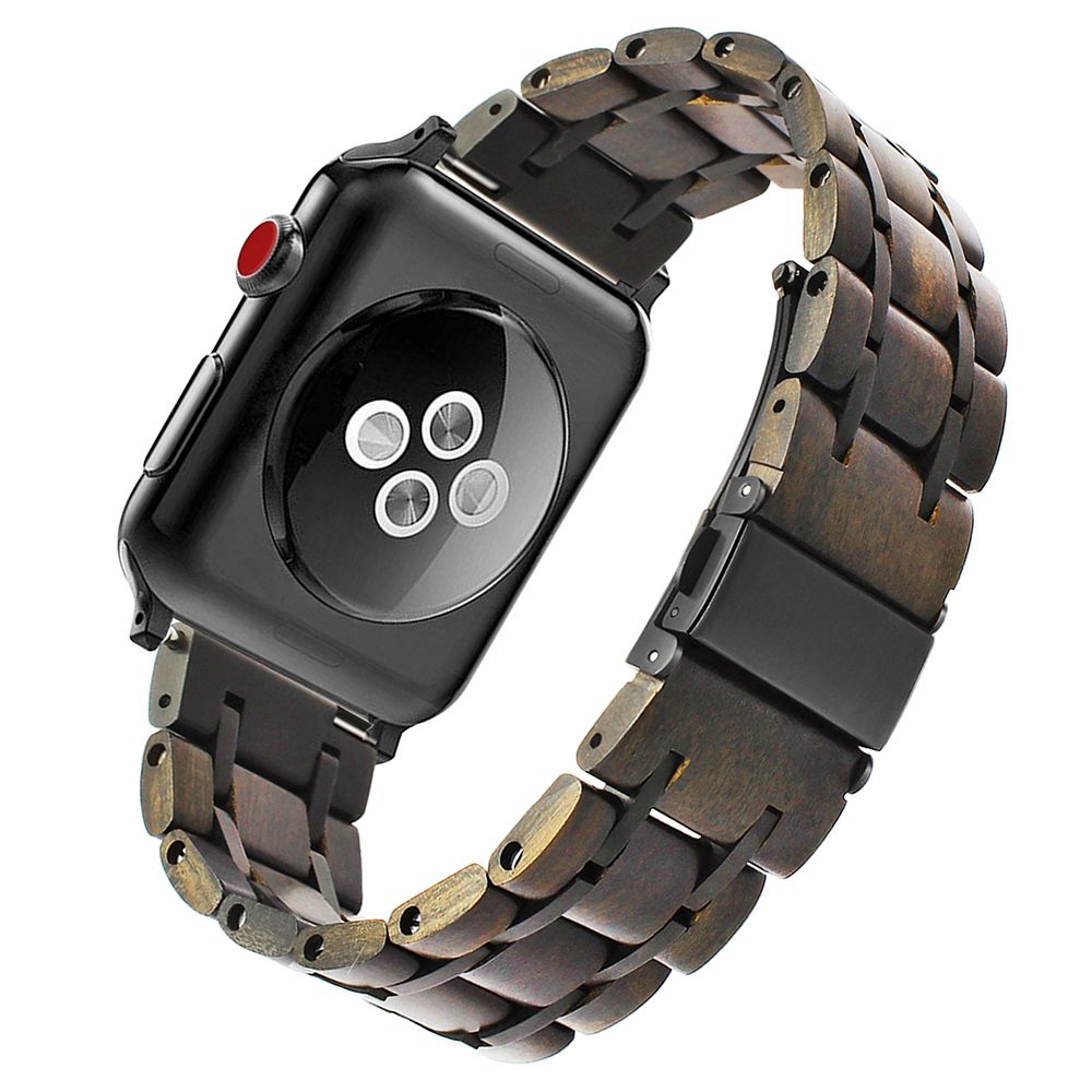 Izen - Bracelet Bois Acier Inoxydable Pour Apple Watch Modèle 42Mm 44Mm_Bk - Accessoires Apple Watch