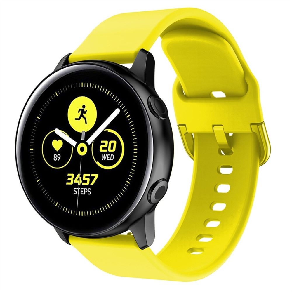 Wewoo - Bracelet pour montre connectée Smartwatch de poignet à boucle plaquée électrolysée Galaxy Watch Active Jaune - Bracelet connecté