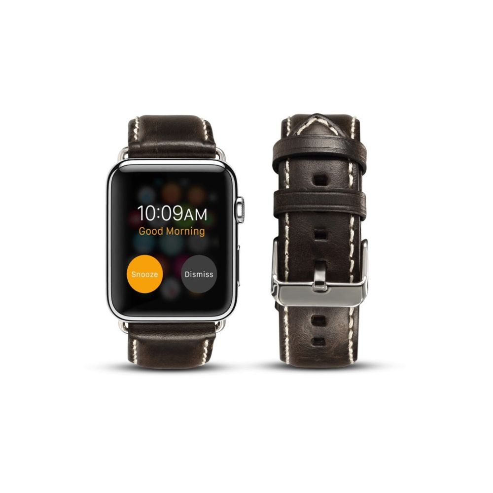 Wewoo - Pour Apple Watch Series 5 & 4 44mm / 3 & 2 & 1 42mm Oil Wax Retro Cowhide Strap Bracelet de montre Noir - Accessoires Apple Watch