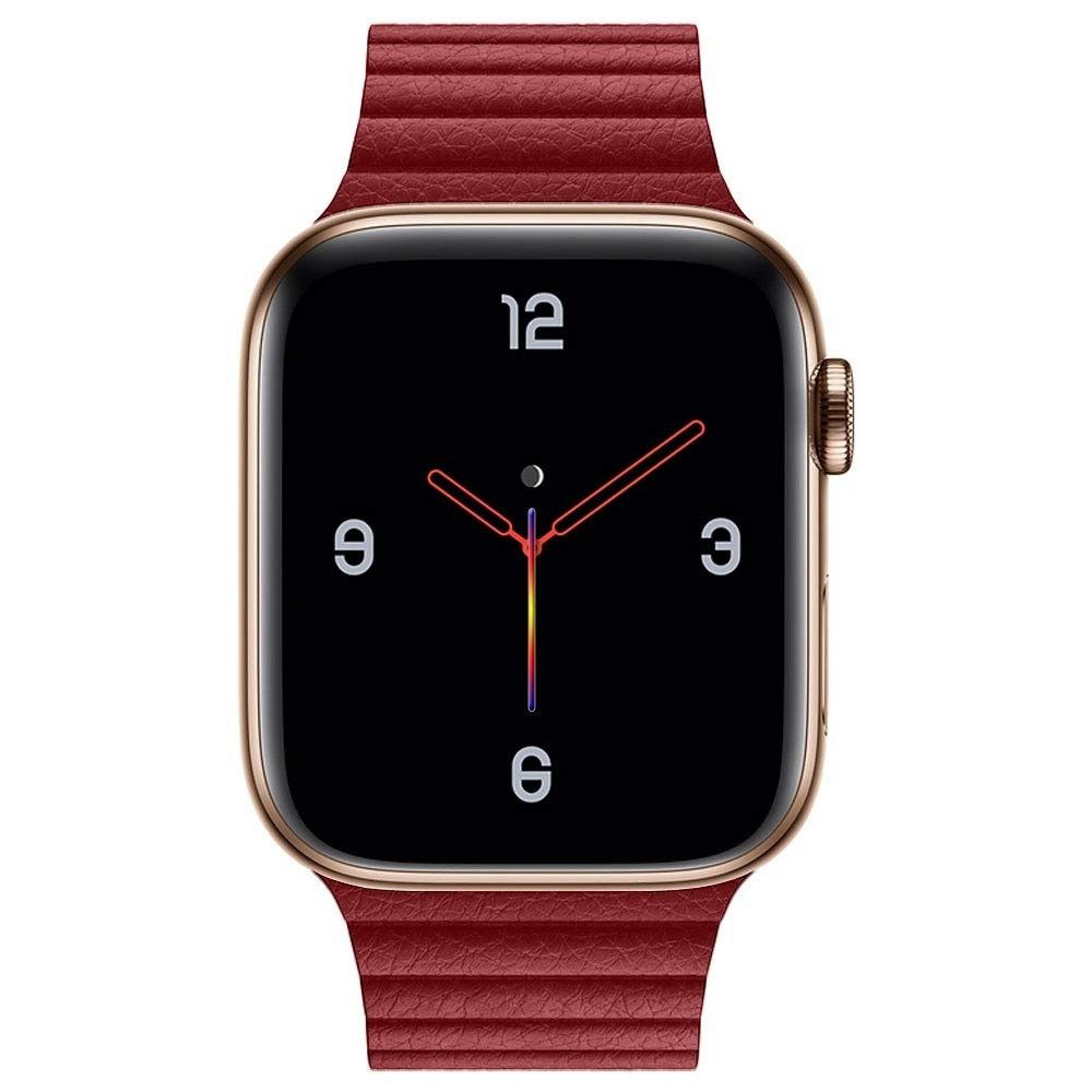 Wewoo - Bande magnétique universelle en cuir pour Apple Watch séries 5 et 440 mm / 32 et 138 mm rouge - Accessoires montres connectées