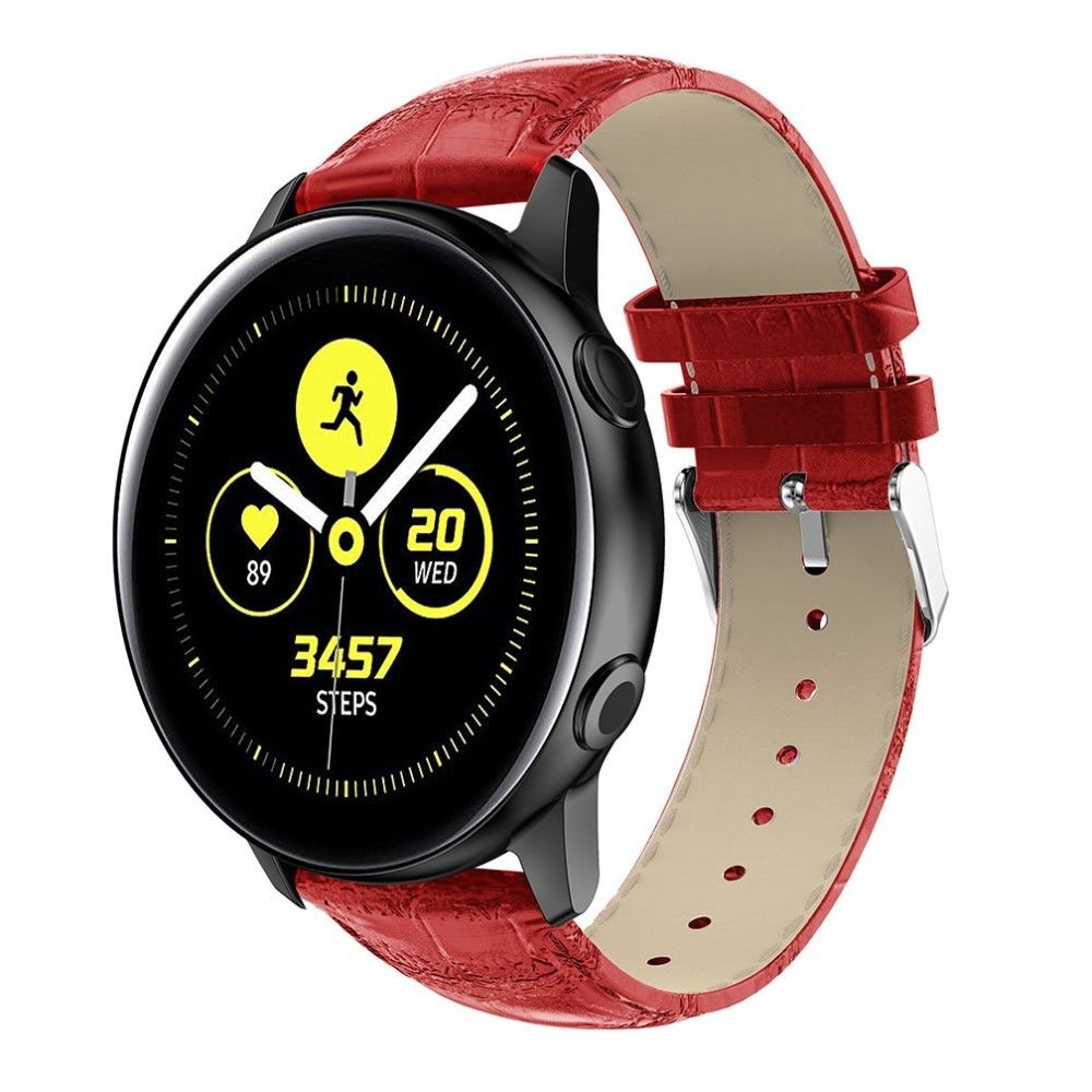 marque generique - Bracelet en cuir véritable crocodile rouge pour votre Samsung Galaxy Watch Active 20mm - Accessoires bracelet connecté
