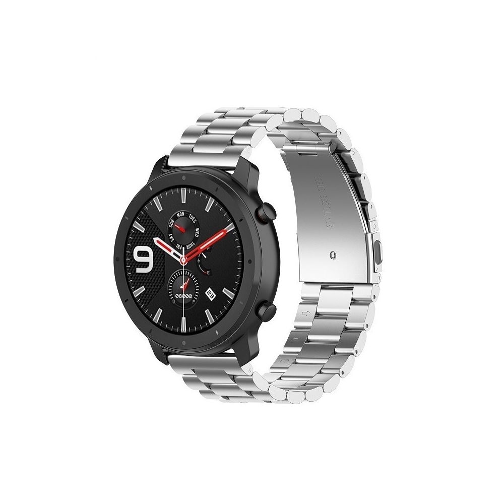 Wewoo - Bracelet pour montre connectée Convient Samsung Gear S2 Sport / Galaxy Watch Active 2 Universal 20mm en acier inoxydable métal papillon Boucle Trois perles Argent - Bracelet connecté