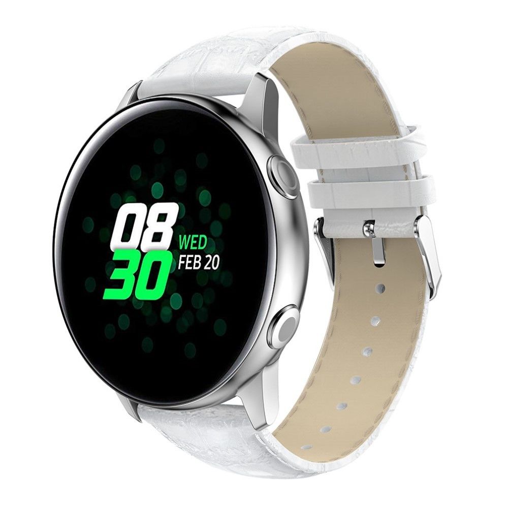 marque generique - Bracelet en cuir véritable crocodile blanc pour votre Samsung Galaxy Watch Active 20mm - Accessoires bracelet connecté